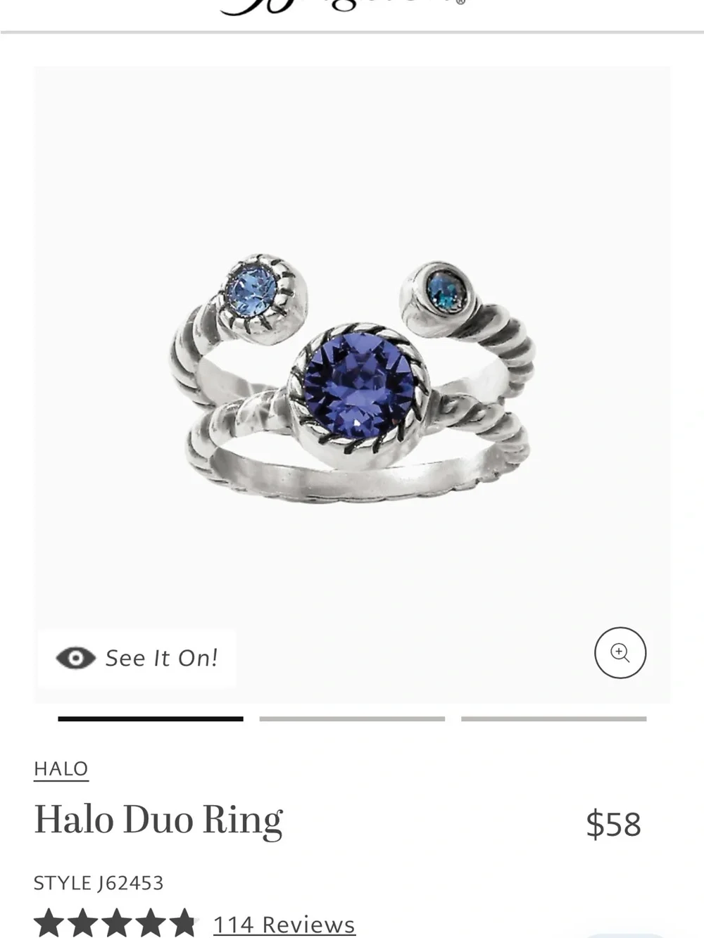BRIGHTON Halo Duo Ring Set Size 9